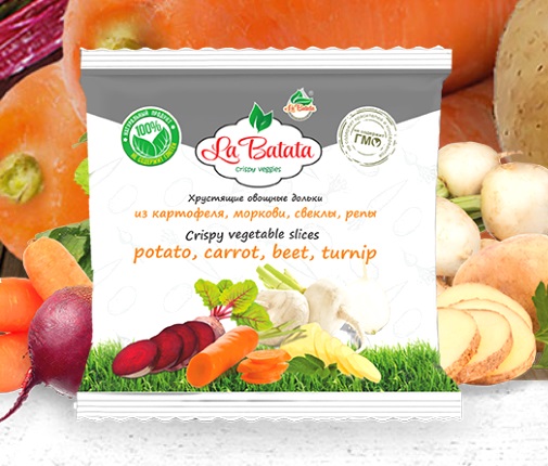 La Batata (Ля Батата) Хрустящие овощные дольки органик из картофеля, свеклы, моркови, репы, 25 г