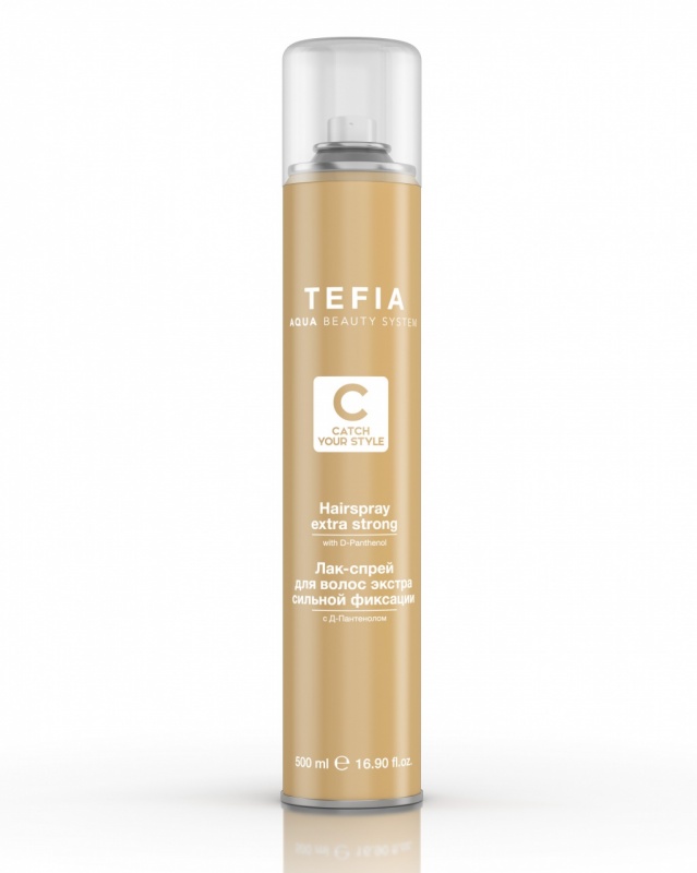 Tefia (Тефия) Лак - спрей для волос экстра сильной фиксации с д-пантенолом (Hairspray extra strong  with d-panthenol), 500 мл